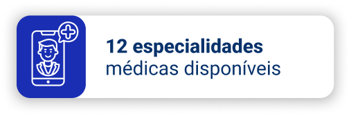 Mais de 12 especialidades médicas disponíveis